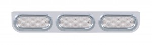 Stainless Steel Light Bracket W/ Three 10 Amber Led Oval Light W/ Visor - Clear Lens