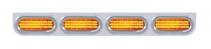 Stainless Steel Light Bracket W/ Four 60 Amber Led Oval Light W/ Visor - Amber Lens
