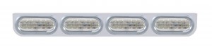 Stainless Steel Light Bracket W/ Four 60 Red Led Oval Light W/ Visor - Clear Lens