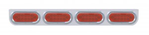 Stainless Steel Light Bracket W/ Four 12 Red Led Oval Light W/ Visor - Red Lens