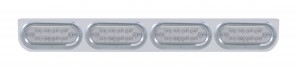 Stainless Steel Light Bracket W/ Four 10 Red Led Reflector Oval Light W/ Visor - Clear Lens