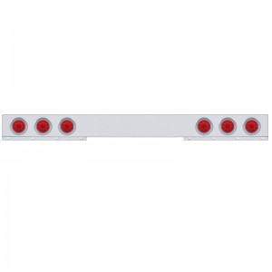 Stainless Steel 1 Piece Rear Light Bar W/ Six 10 Red Led 4" Light W/ Visor - Red Lens