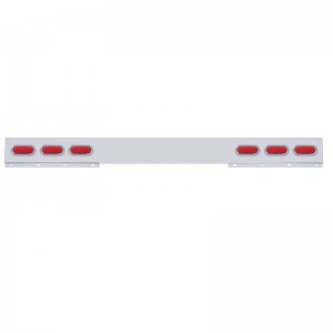 Stainless Steel 1 Piece Rear Light Bar W/ 6 Straight 60 Red Led Oval Light W/ Visor - Red Lens