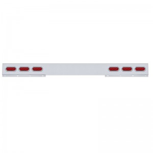 Stainless Steel 1 Piece Rear Light Bar W/ 6 Straight 10 Red Led Oval Light W/ Visor - Red Lens