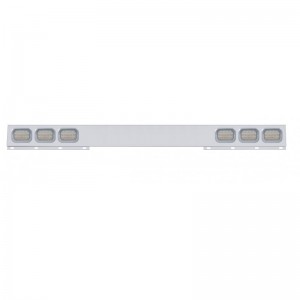 Stainless Steel 1 Piece Rear Light Bar W/ Six 15 Red Led Rectangular Light W/ Visor - Clear Lens