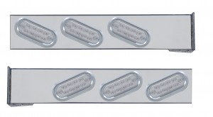 (2/Bulk) Stainless Steel Rear Light Bar W/ Six 10 Red Led Slant Oval Reflector Light W/ Visor - Clear Lens