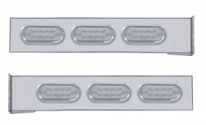 (2/Bulk) Stainless Steel Rear Light Bar W/ Six 10 Red Led Oval Reflector Light W/ Visor - Clear Lens