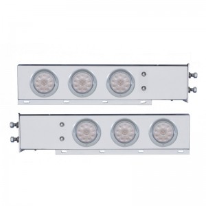 (2/Bulk) Stainless Steel Spring Loaded Rear Light Bar W/ Six 10 Red Led 4" Clear Lens Light W/ Visor - 2 1/2" Bolt Pattern