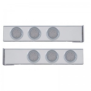 (2/Bulk) Chrome 2 Pcs. Rear Light Bar W/ Six 36 Led 4" Clear Lens Economy Light W/ Visor - 4 Hole Flange Mount
