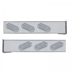 (2/Bulk) Chrome 2 Pcs. Rear Light Bar W/ 6 Slanted 19 Led Oval Clear Lens Light W/ Visor - 4 Hole Flange Mount