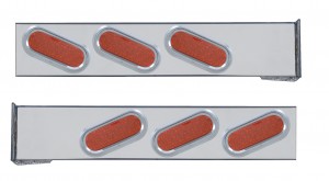 (2/Bulk) Stainless Steel 2 Pcs. Rear Light Bar W/ 6 Slanted 19 Led Oval Red Lens Light W/ Visor - 4 Hole Flange Mount
