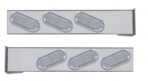 (2/Bulk) Stainless Steel 2 Pcs. Rear Light Bar W/ 6 Slanted 19 Led Oval Clear Lens Light W/ Visor - 4 Hole Flange Mount
