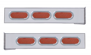 (2/Bulk) Chrome 2 Pcs. Rear Light Bar W/ 6 Straight 19 Led Oval Lens Light W/ Visor - 4 Hole Flange Mount