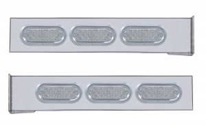 (2/Bulk) Chrome 2 Pcs. Rear Light Bar W/ 6 Straight 19 Led Oval Clear Lens Light W/ Visor - 4 Hole Flange Mount