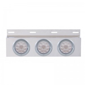 Stainless Steel Top Mud Flap Light Bracket W/ Three 10 Led 4" Light W/ Visor - Clear Lens