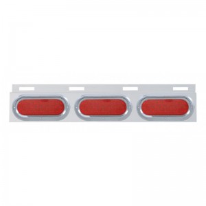 Stainless Steel Top Mud Flap Light Bracket W/ Three 19 Led Oval Light W/ Visor - Red Lens