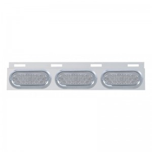 Stainless Steel Top Mud Flap Light Bracket W/ Three 19 Led Oval Light W/ Visor - Clear Lens