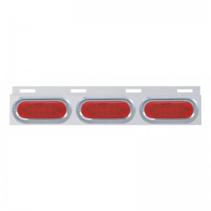Stainless Steel Top Mud Flap Light Bracket W/ Three 12 Led Oval Light W/ Visor - Red Lens