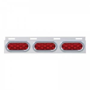 Stainless Steel Top Mud Flap Light Bracket W/ Three 10 Led Oval Light W/ Visor - Red Lens