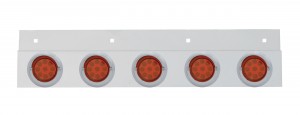 Stainless Steel Top Mud Flap Light Bracket W/ Five 9 Led 2" Reflector Light W/ Visor - Red Lens