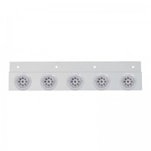 Stainless Steel Top Mud Flap Light Bracket W/ Five 9 Led 2" Reflector Light W/ Visor - Clear Lens