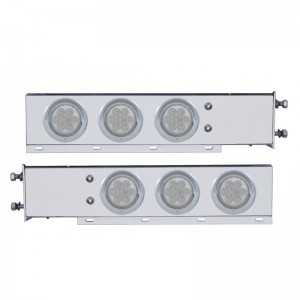 (2/Bulk) Economy 430 Stainless Steel Spring Loaded Rear Light Bar W/ Six 7 Red Led 4" Light W/ Visor - Clear Lens (3 3/4" B.P.)