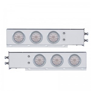 (2/Bulk) Economy 430 Stainless Steel Spring Loaded Rear Light Bar W/ Six 10 Red Led 4" Light W/ Visor - Clear Lens (2" B.P.)