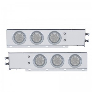 (2/Bulk) Economy 430 Stainless Steel Spring Loaded Rear Light Bar W/ Six 7 Red Led 4" Light W/ Visor - Clear Lens (2" B.P.)
