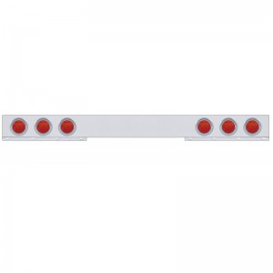 Chrome 1 Piece Rear Light Bar W/ Six 7 Red Led 4" Economy Light W/ Visor - Red Lens