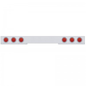 Stainless Steel 1 Piece Rear Light Bar W/ Six 7 Red Led 4" Economy Light W/ Visor - Red Lens