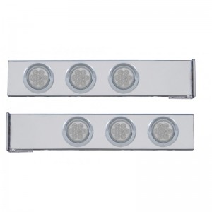 (2/Bulk) Chrome 2 Pcs. Rear Light Bar W/ Six 7 Led 4" Clear Lens Economy Light W/ Visor - 4 Hole Flange Mount