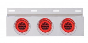 Stainless Steel Top Mud Flap Light Bracket W/ Three 21 Red Led 4" "Glo" Light W/Visor - Red Lens