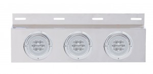 Stainless Steel Top Mud Flap Light Bracket W/ Three 21 Red Led 4" "Glo" Light W/Visor - Clear Lens