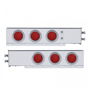 (2/Bulk) Economy 430 Stainless Steel Spring Loaded Rear Light Bar W/ Six 36 Red Led 4" Red Lens Light W/ Visor - 2" Bolt Pattern