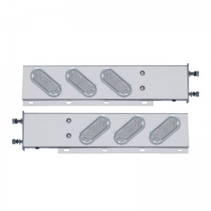 (2/Bulk) Stainless Steel Rear Light Bar With Six 19 Red Led Oval Clear Lens Light With Visor - 3 3/4" Bolt Pattern