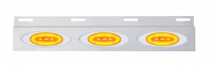 Stainless Steel Top Mud Flap Light Bracket W/ 3 13 Amber Led "M1 Millenium" Light W/Bezel - Amber Lens