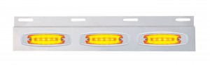 Stainless Steel Top Mud Flap Light Bracket W/ 3 16 Amber Led "Glo" Light W/Bezel - Amber Lens