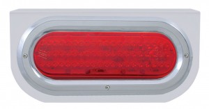 Stainless Steel Light Bracket W/ 60 Red Led Oval Light W/ Bezel - Red Lens