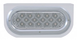 Stainless Steel Light Bracket W/ 16 Amber Led Oval Light W/ Bezel - Clear Lens