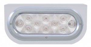 Stainless Steel Light Bracket W/ 10 Amber Led Oval Light W/ Bezel - Clear Lens