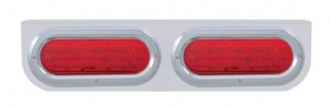 Stainless Steel Light Bracket W/ Two 60 Red Led Oval Light W/ Bezel - Red Lens