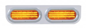 Stainless Steel Light Bracket W/ Two 60 Amber Led Oval Light W/ Bezel - Amber Lens