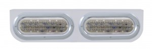 Stainless Steel Light Bracket W/ Two 60 Amber Led Oval Light W/ Bezel - Clear Lens