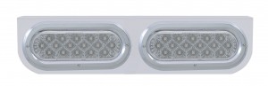 Stainless Steel Light Bracket W/ Two 16 Amber Led Oval Light W/ Bezel - Clear Lens