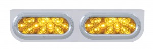 Stainless Steel Light Bracket W/ Two 10 Amber Led Oval Light W/ Bezel - Amber Lens