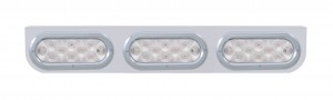 Stainless Steel Light Bracket W/ Two 10 Amber Led Oval Light W/ Bezel - Clear Lens