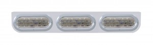 Stainless Steel Light Bracket W/ Three 60 Red Led Oval Light W/ Bezel - Clear Lens