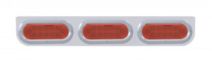 Stainless Steel Light Bracket W/ Three 12 Red Led Oval Light W/ Bezel - Red Lens