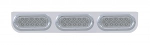 Stainless Steel Light Bracket W/ Three 16 Amber Led Oval Light W/ Bezel - Clear Lens