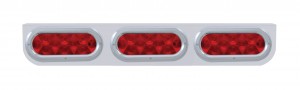 Stainless Steel Light Bracket W/ Three 10 Red Led Oval Light W/ Bezel - Red Lens